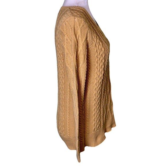 Preswick Moore Mustard Yellow Cable Knit Sweater Fisherman Preppy Old Money PM - Picture 4 of 8